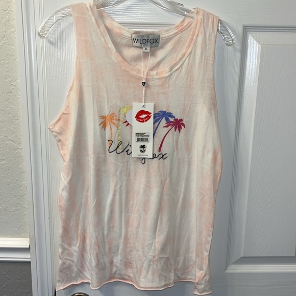WildFox Swingin Palms Raw Muscle Tank in Rosebud Wash XL - Picture 4 of 6